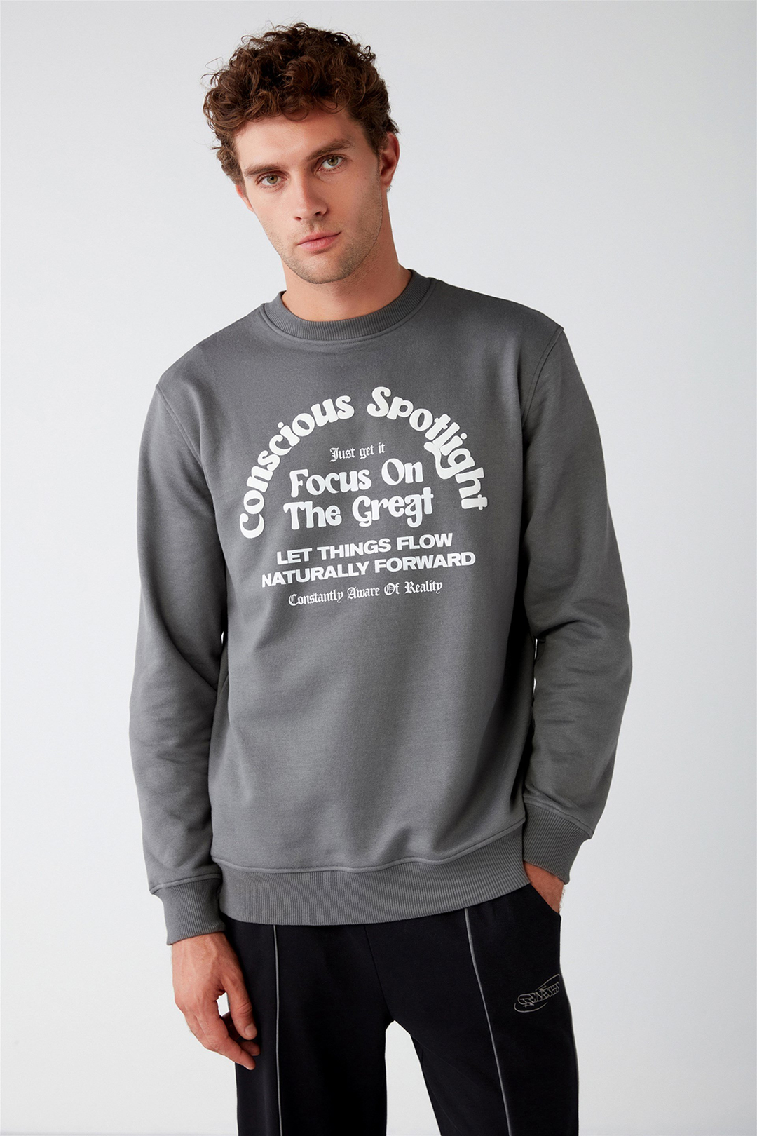 FLOW Örme Regular Gri  Sweatshirt
