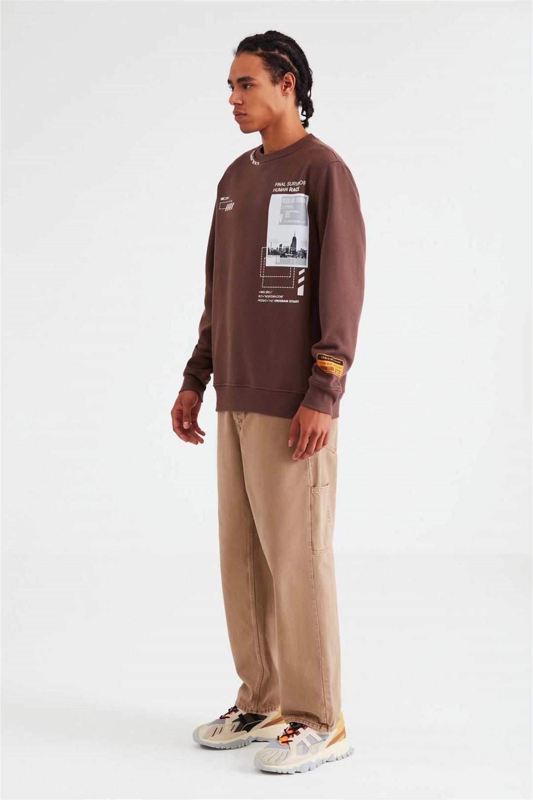 FOMO Örme Comfort Fit Kiremit Rengi  Sweatshirt