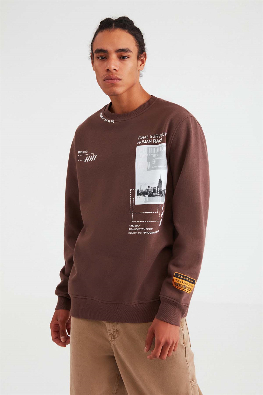 FOMO Örme Comfort Fit Kiremit Rengi  Sweatshirt