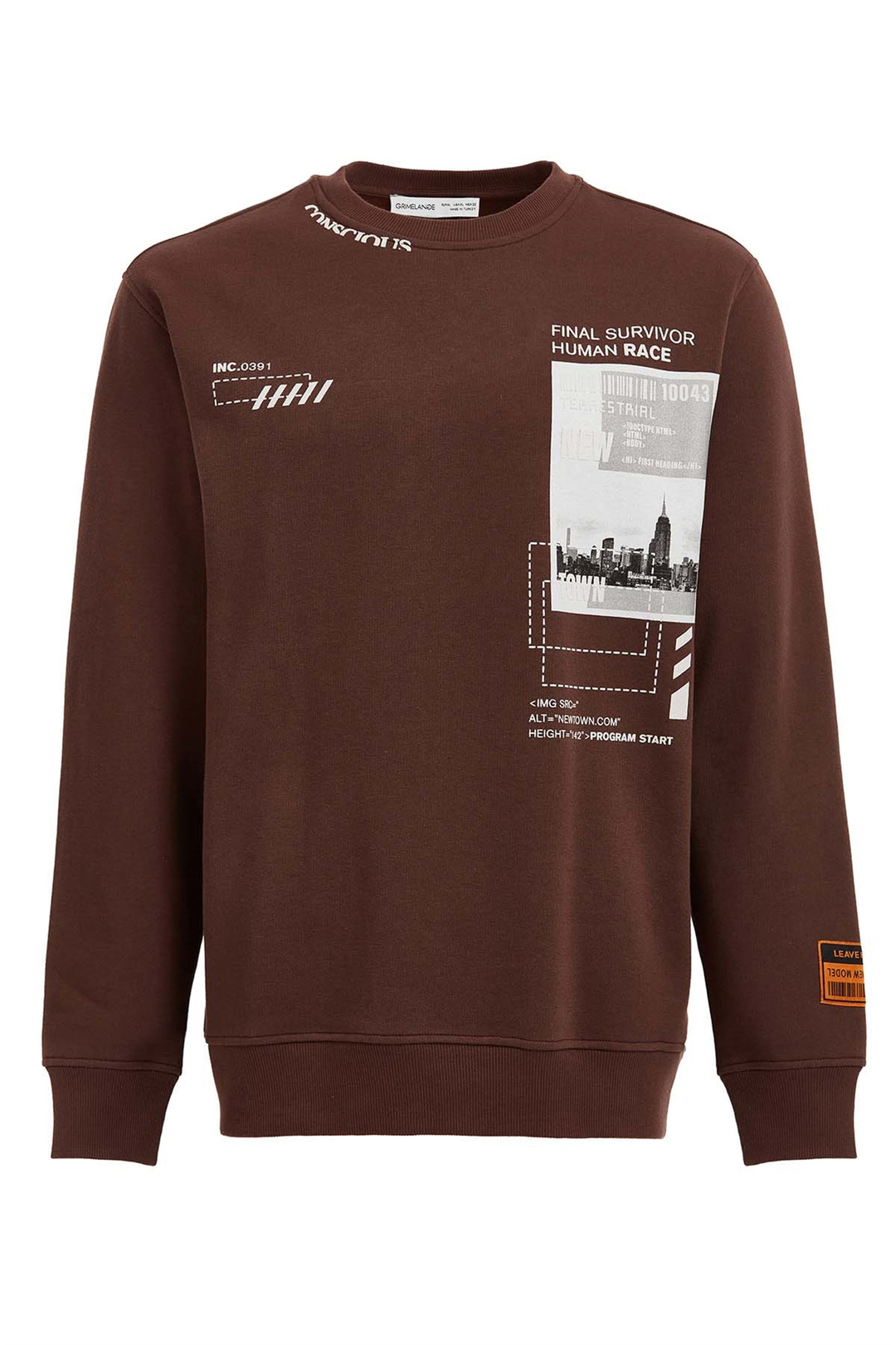FOMO Örme Comfort Fit Kiremit Rengi  Sweatshirt