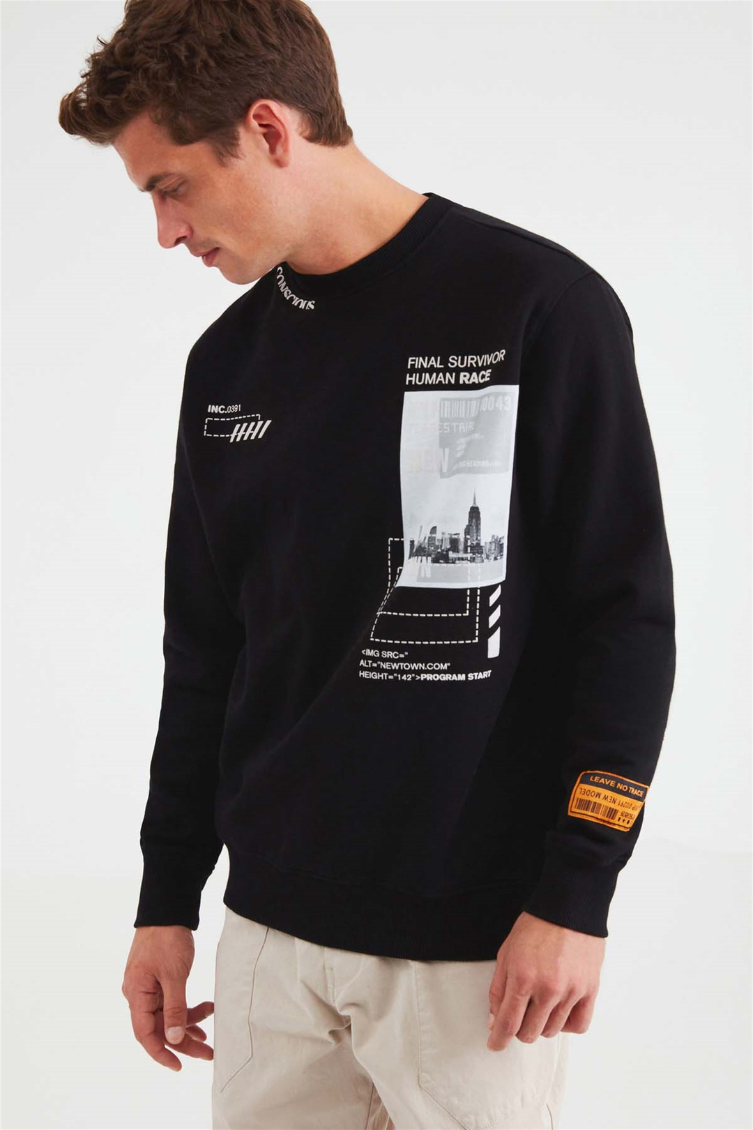 FOMO Örme Comfort Fit Siyah  Sweatshirt