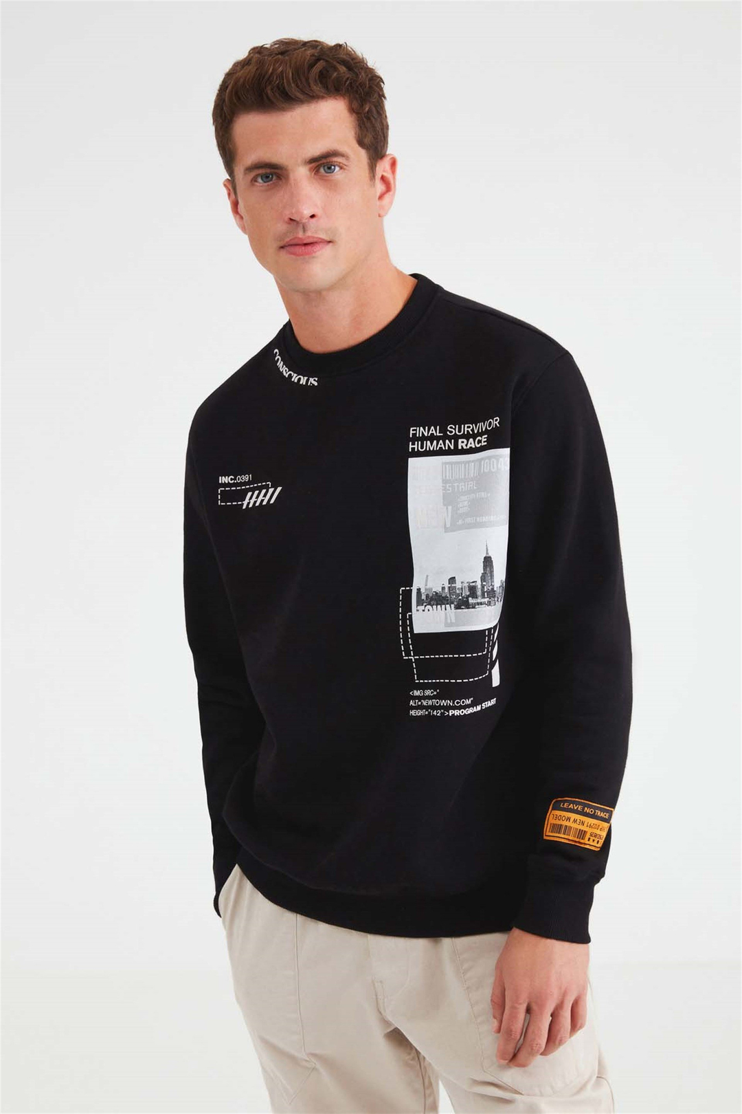 FOMO Örme Comfort Fit Siyah  Sweatshirt