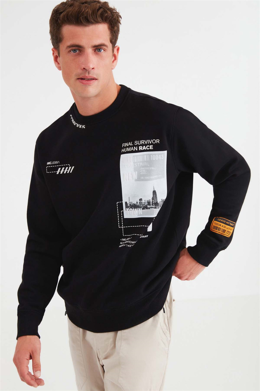 FOMO Örme Comfort Fit Siyah  Sweatshirt