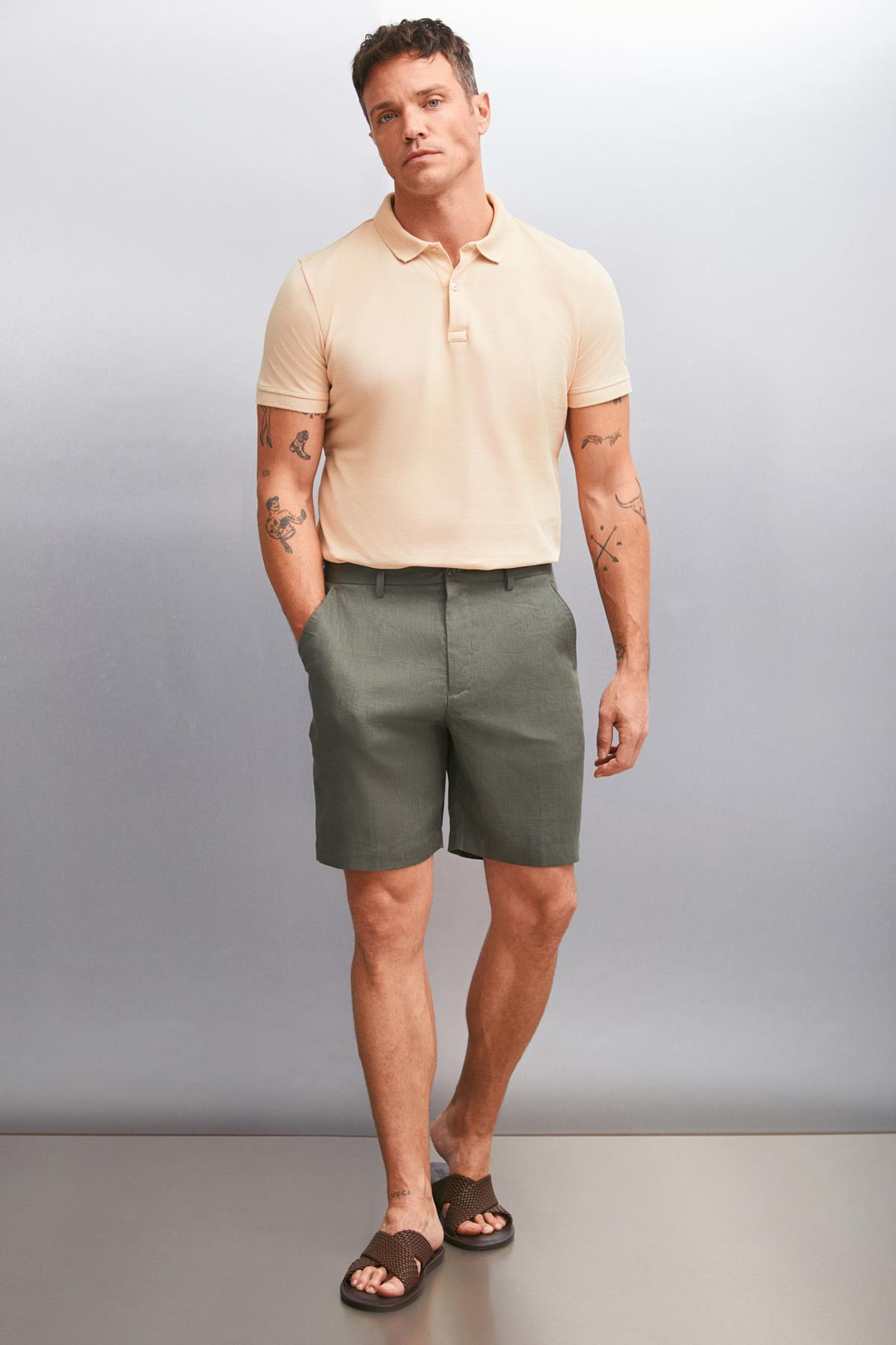 FORET  Regular Bej Tekli Polo Yaka T-shirt