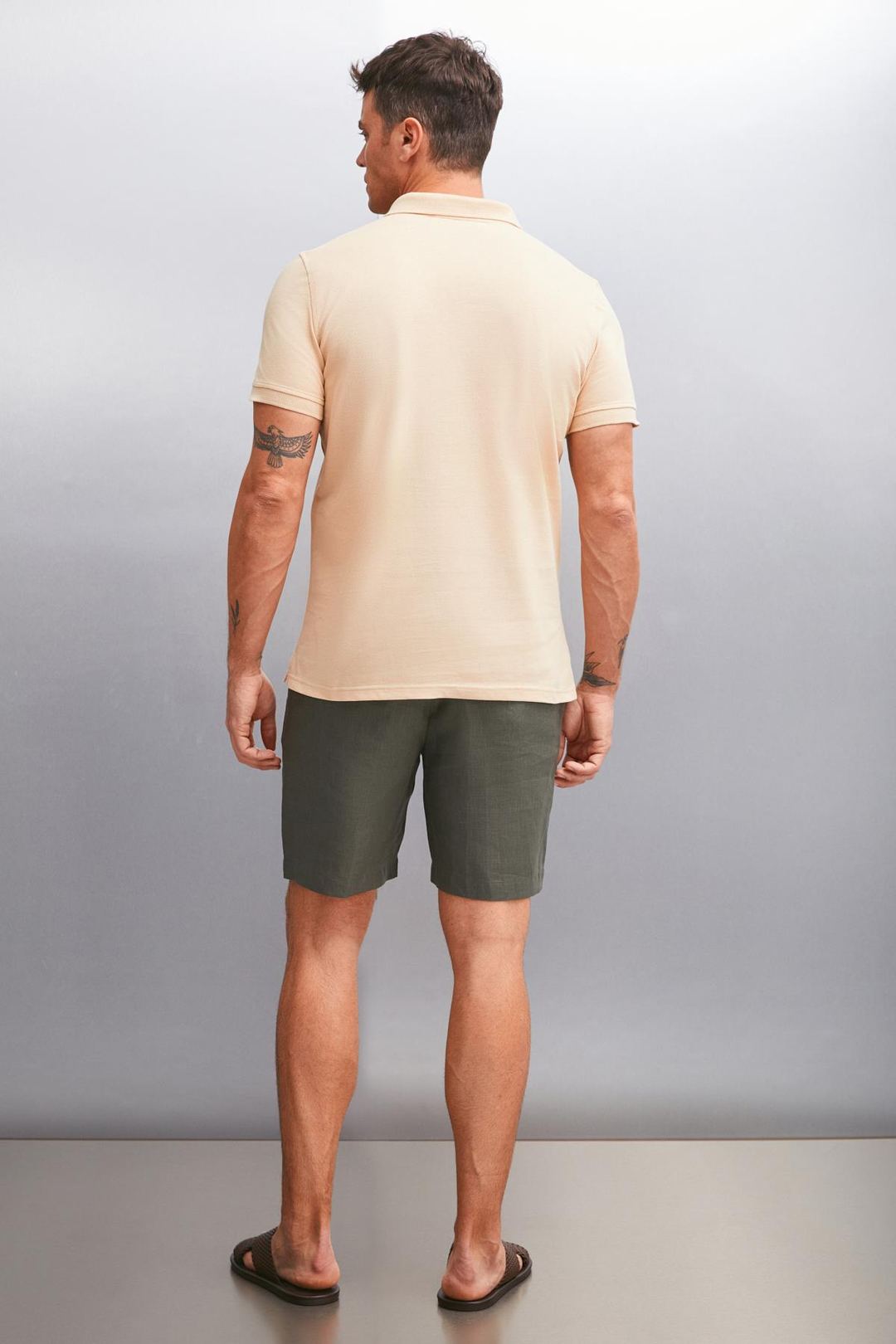 FORET  Regular Bej Tekli Polo Yaka T-shirt