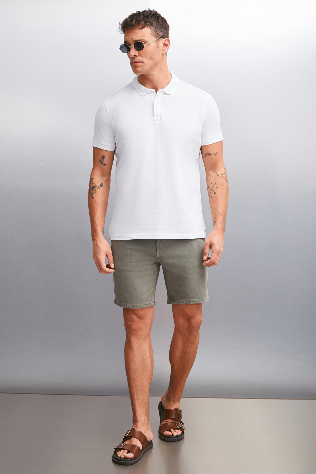 FORET  Regular Beyaz Tekli Polo Yaka T-shirt