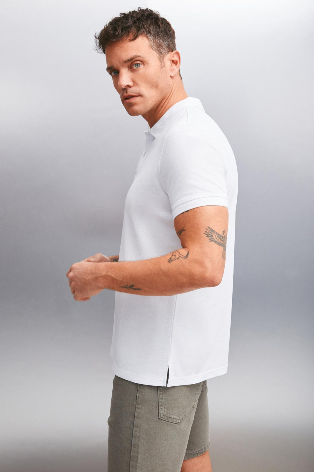 FORET  Regular Beyaz Tekli Polo Yaka T-shirt