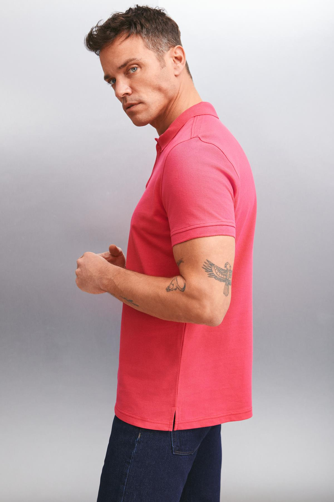 FORET  Regular Fuşya Tekli Polo Yaka T-shirt