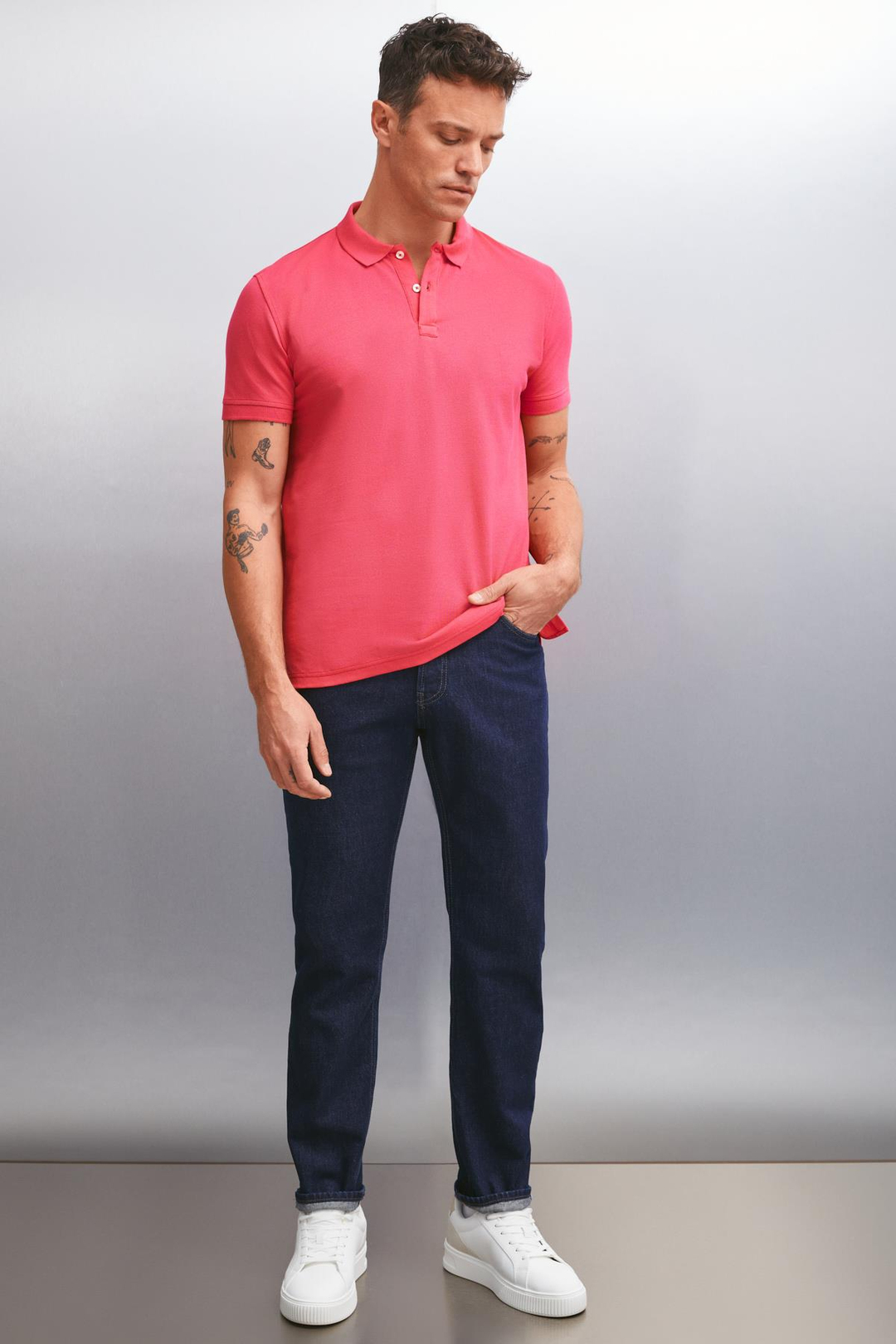 FORET  Regular Fuşya Tekli Polo Yaka T-shirt