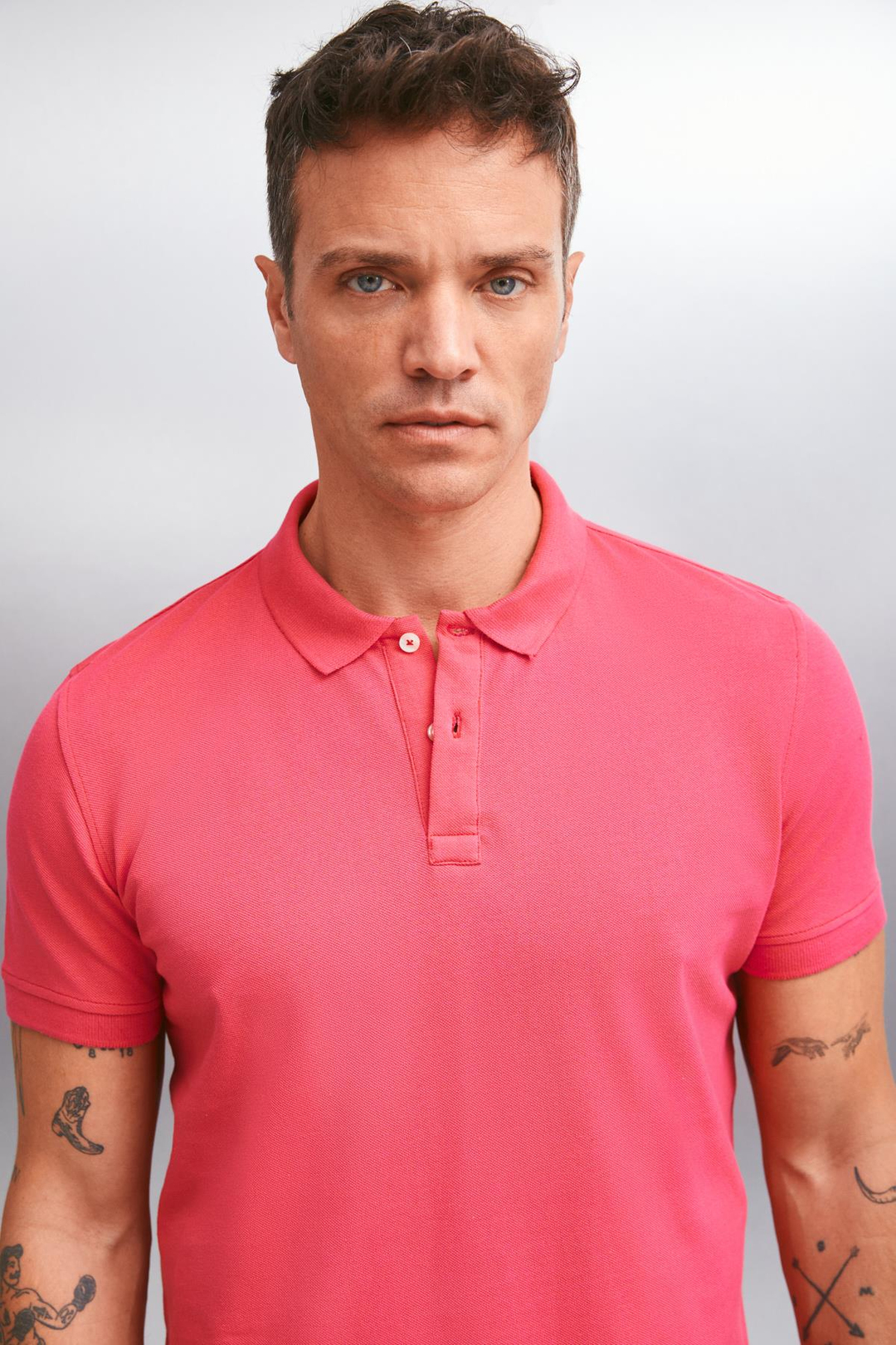 FORET  Regular Fuşya Tekli Polo Yaka T-shirt