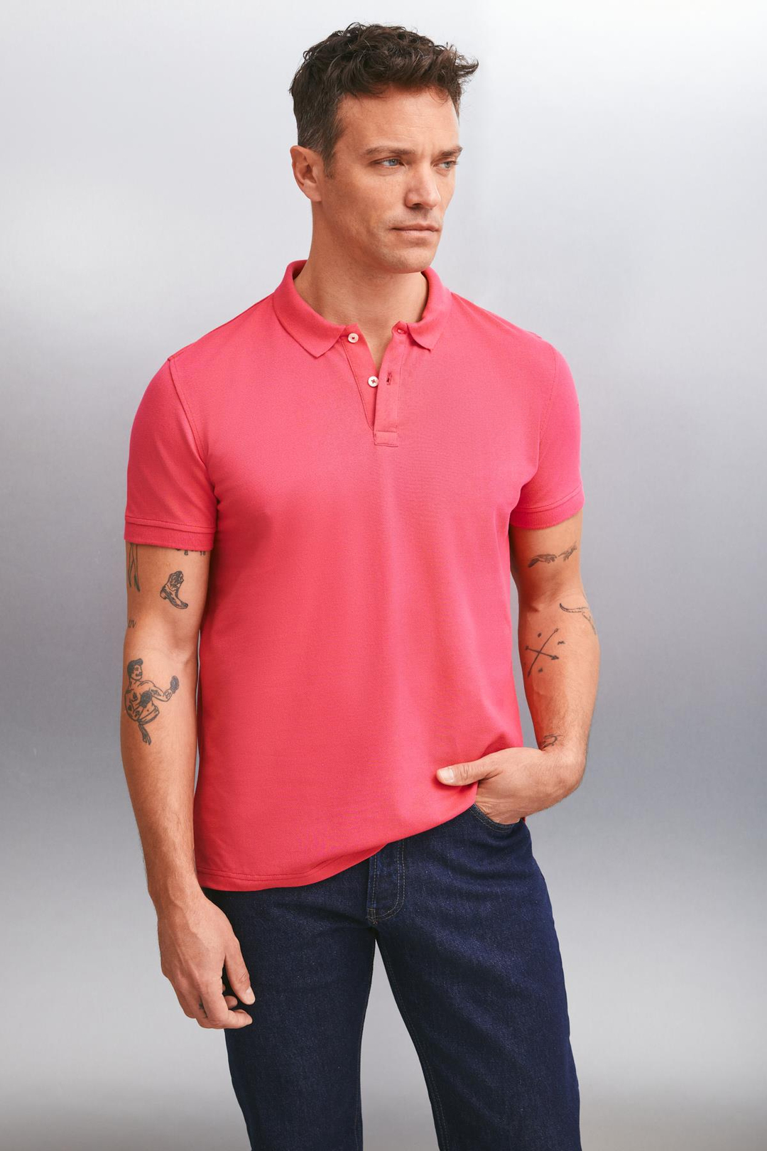 FORET  Regular Fuşya Tekli Polo Yaka T-shirt
