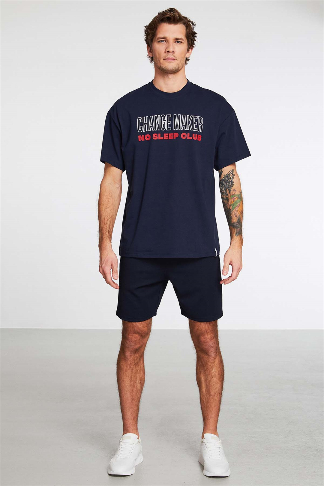 GENTLE Örme Oversize Lacivert  T-Shirt