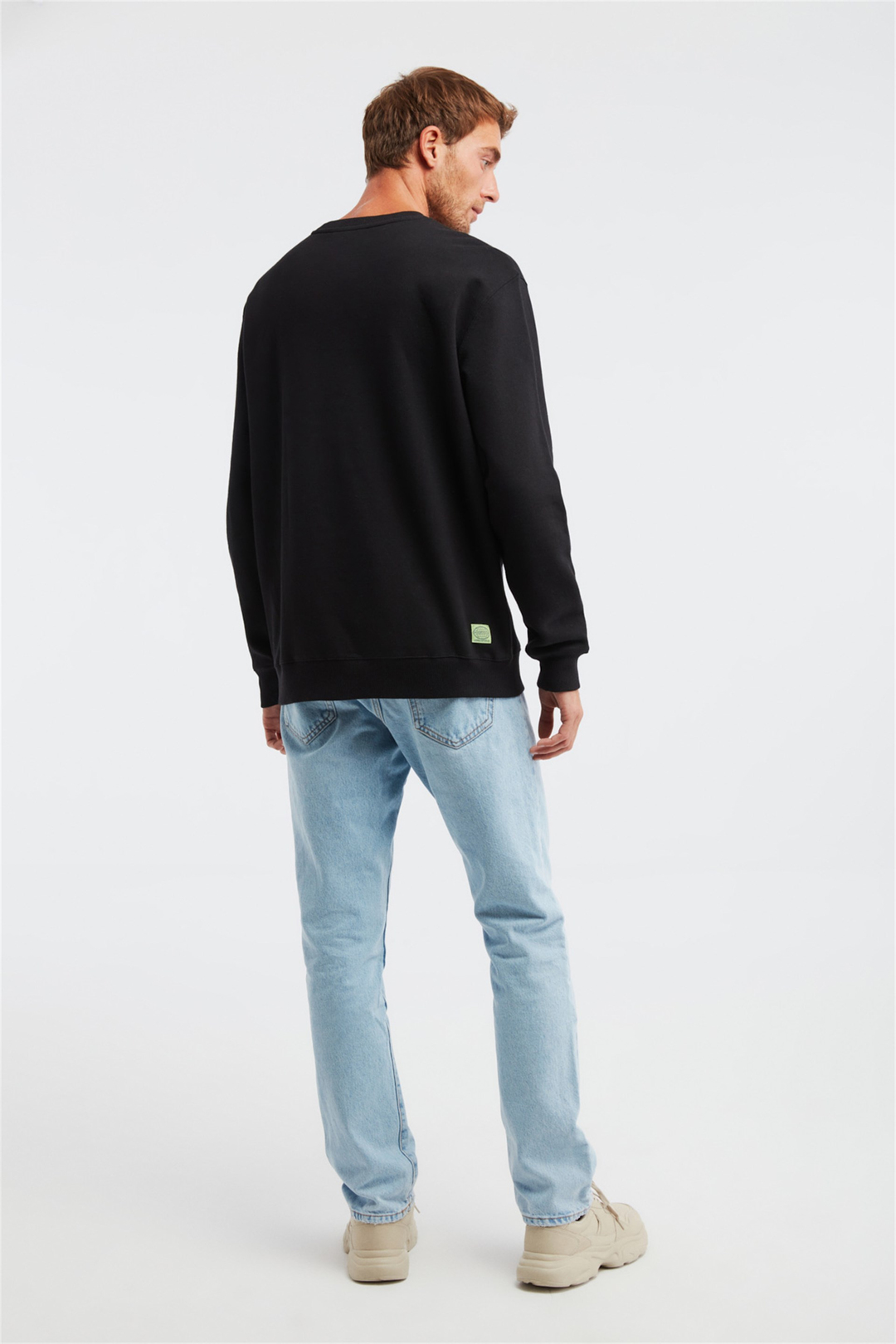 GINORMOUS Erkek Siyah Baskılı Yuvarlak Yaka Comfort Fit Sweatshirt