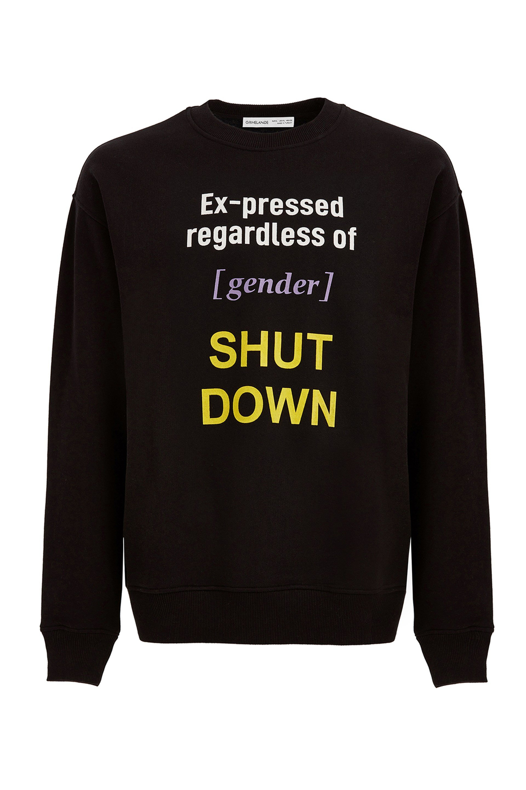GINORMOUS Erkek Siyah Baskılı Yuvarlak Yaka Comfort Fit Sweatshirt