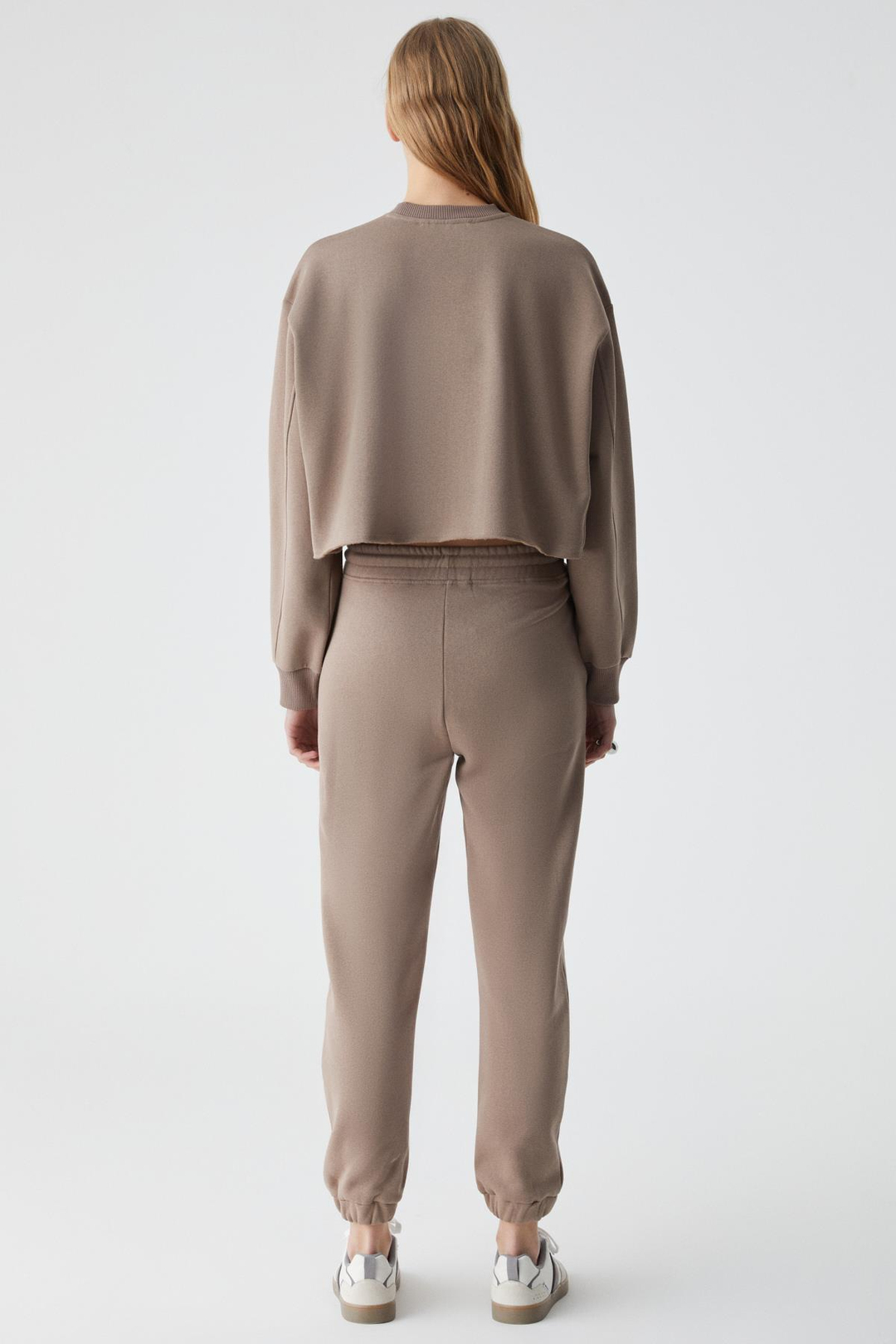 GLORYY Kadın Comfort Fit Baskı Detaylı Lastikli Paça Organik Pamuklu Açık Kahverengi Alt-Üst Takım