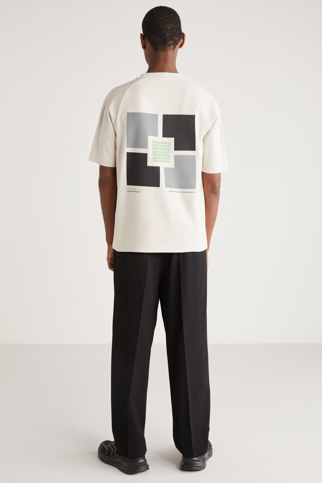 GRAHAM Basic Oversize Gri Tekli T-Shirt