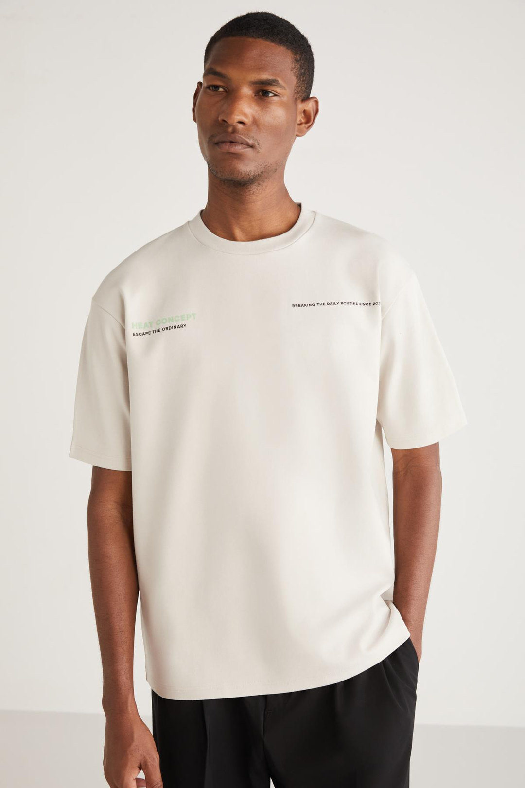 GRAHAM Basic Oversize Gri Tekli T-Shirt