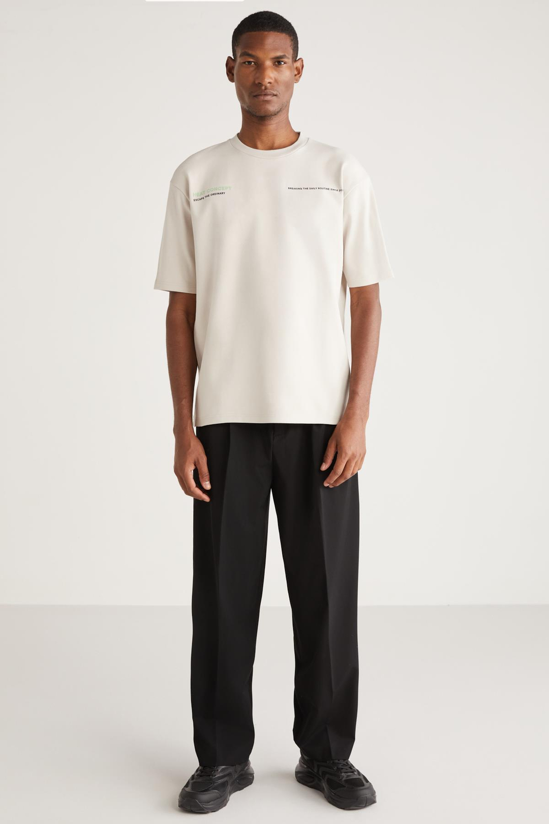 GRAHAM Basic Oversize Gri Tekli T-Shirt