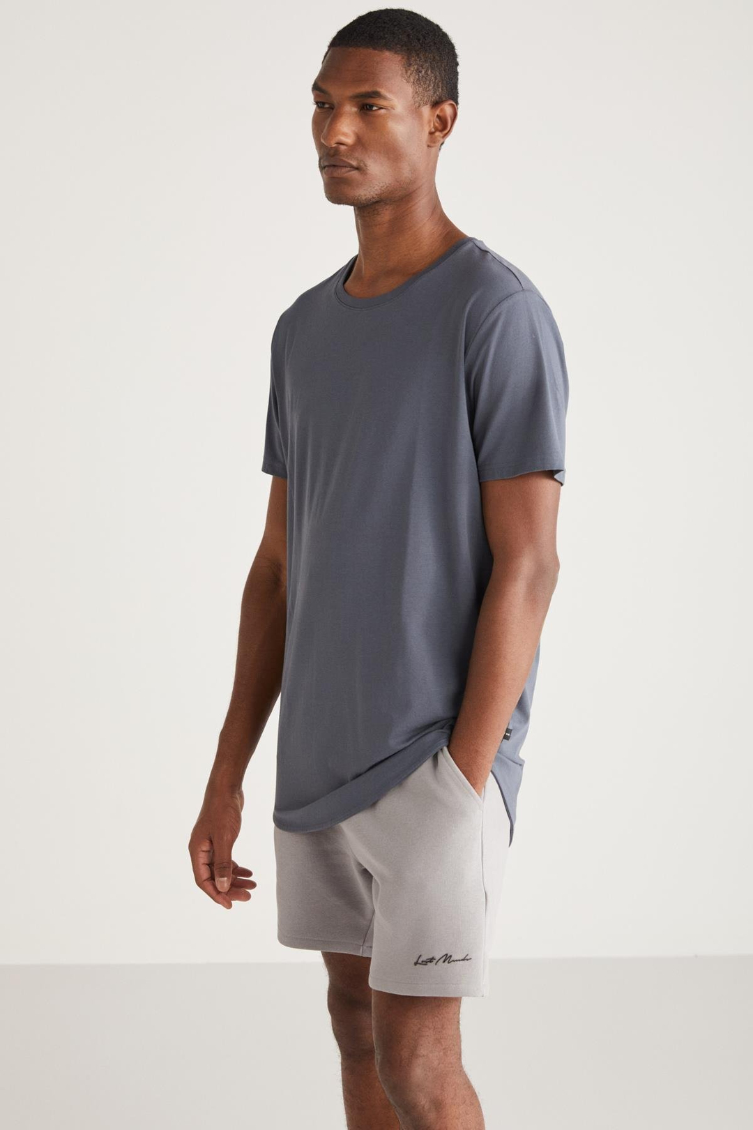 GREG Basic Relaxed Koyu Gri Tekli T-Shirt