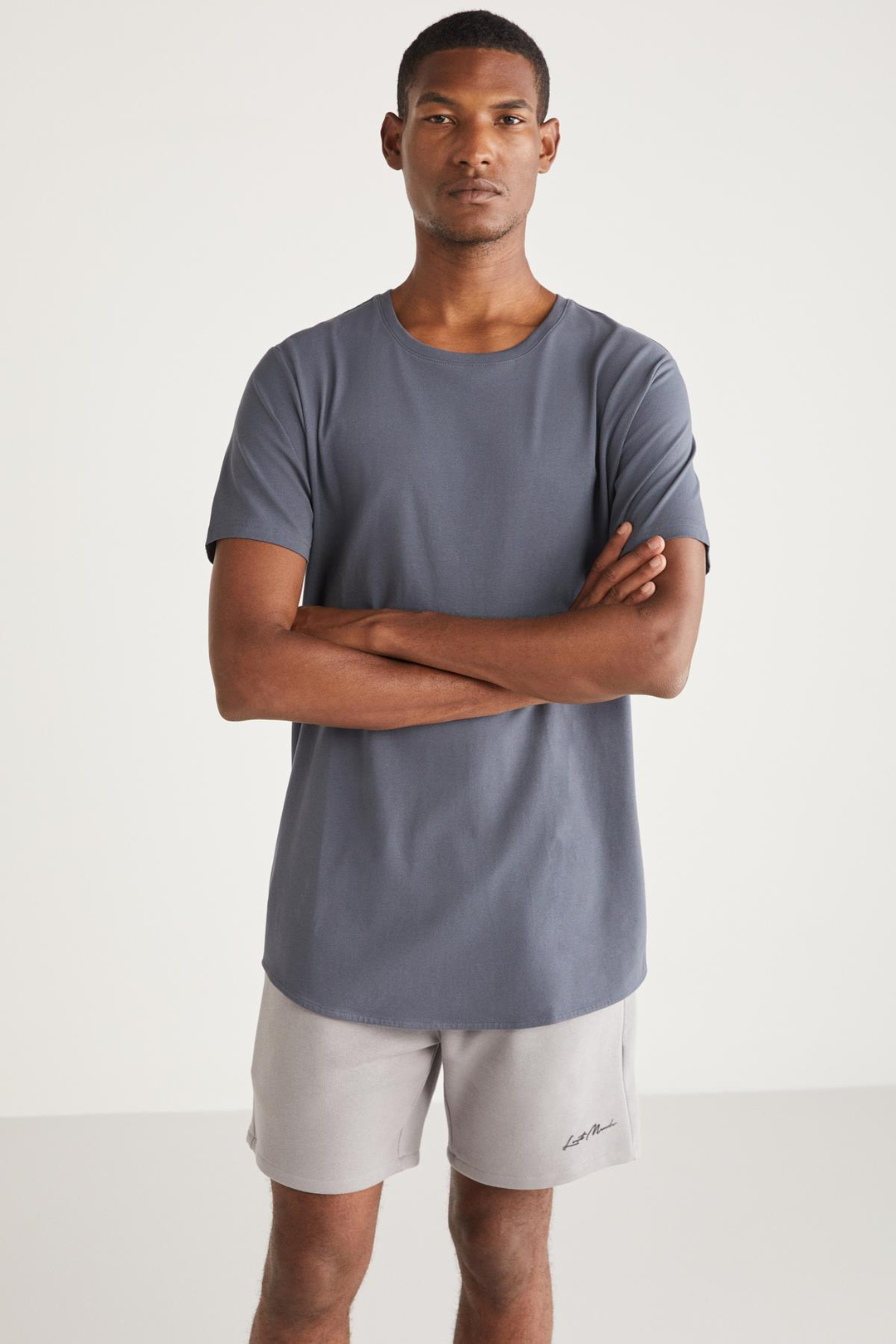 GREG Basic Relaxed Koyu Gri Tekli T-Shirt
