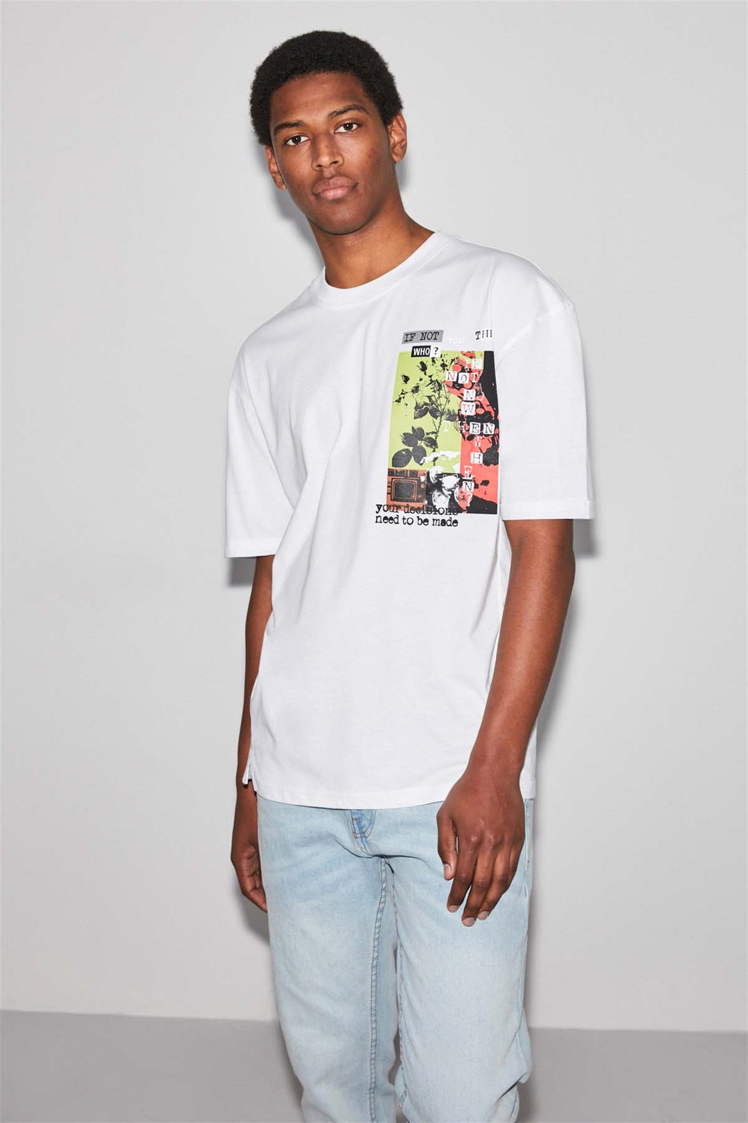 HARLEM Örme Comfort Fit Beyaz  T-Shirt