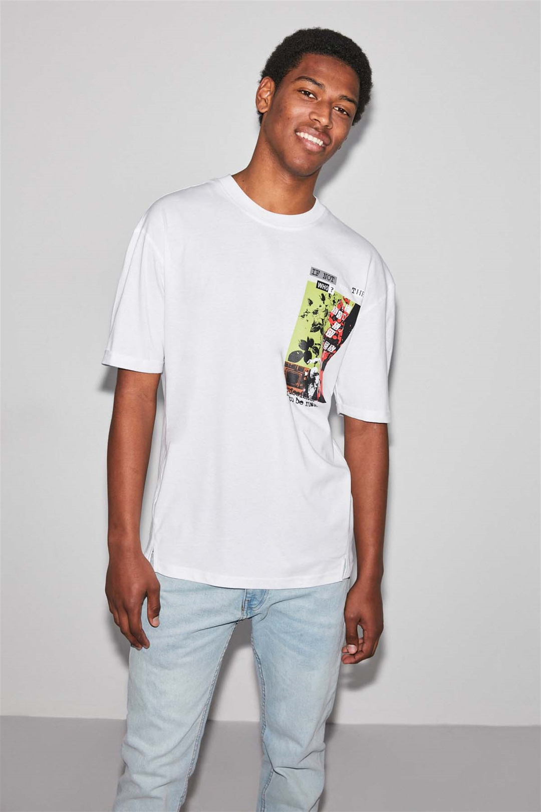 HARLEM Örme Comfort Fit Beyaz  T-Shirt