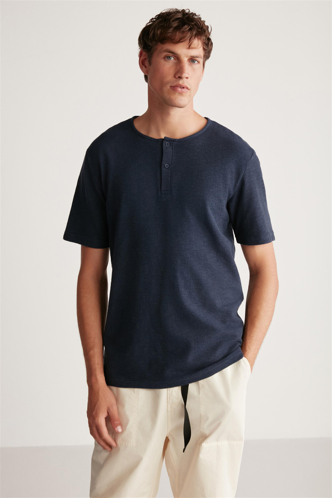 HARRY Örme  Lacivert Tekli T-Shirt