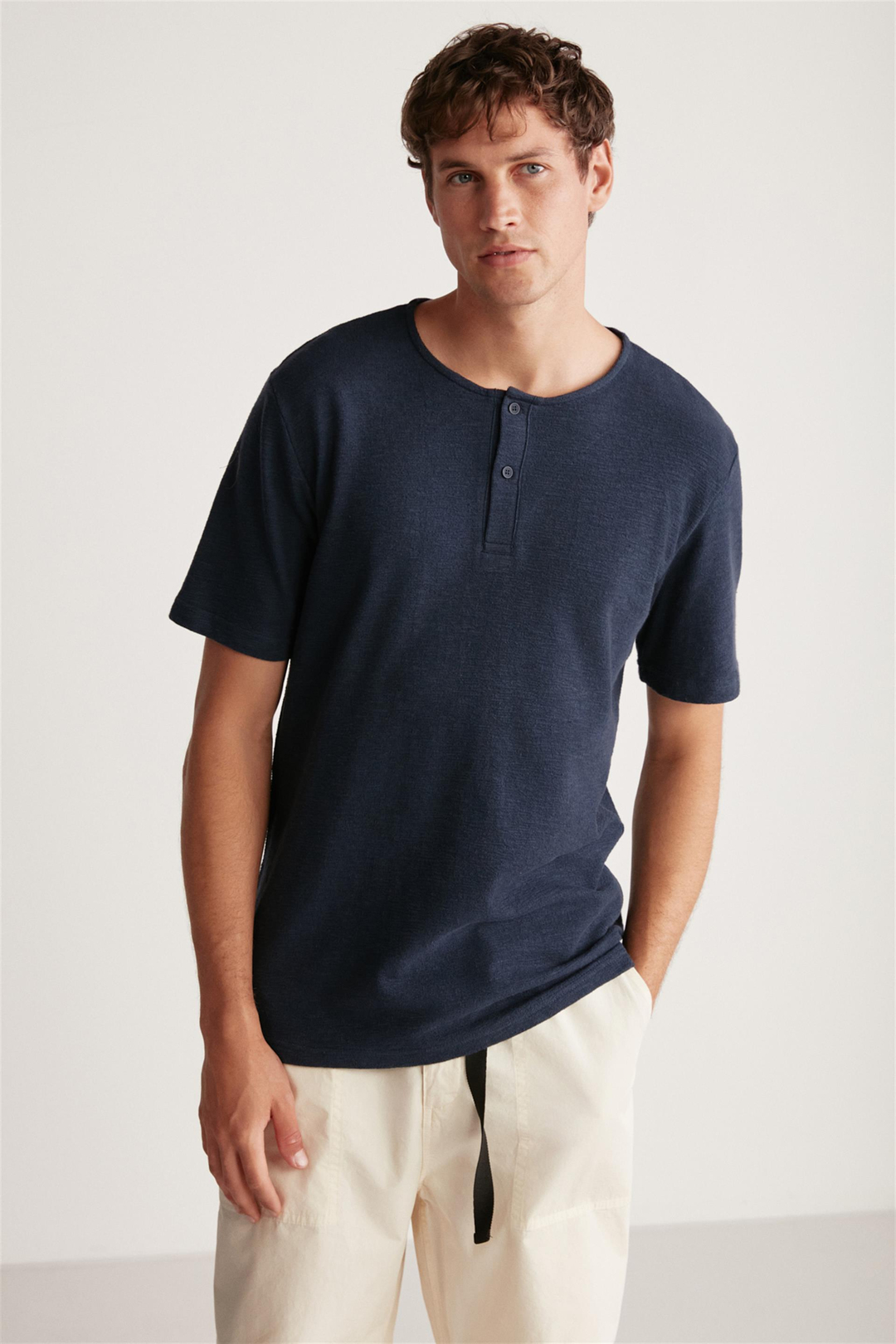HARRY Örme  Lacivert Tekli T-Shirt