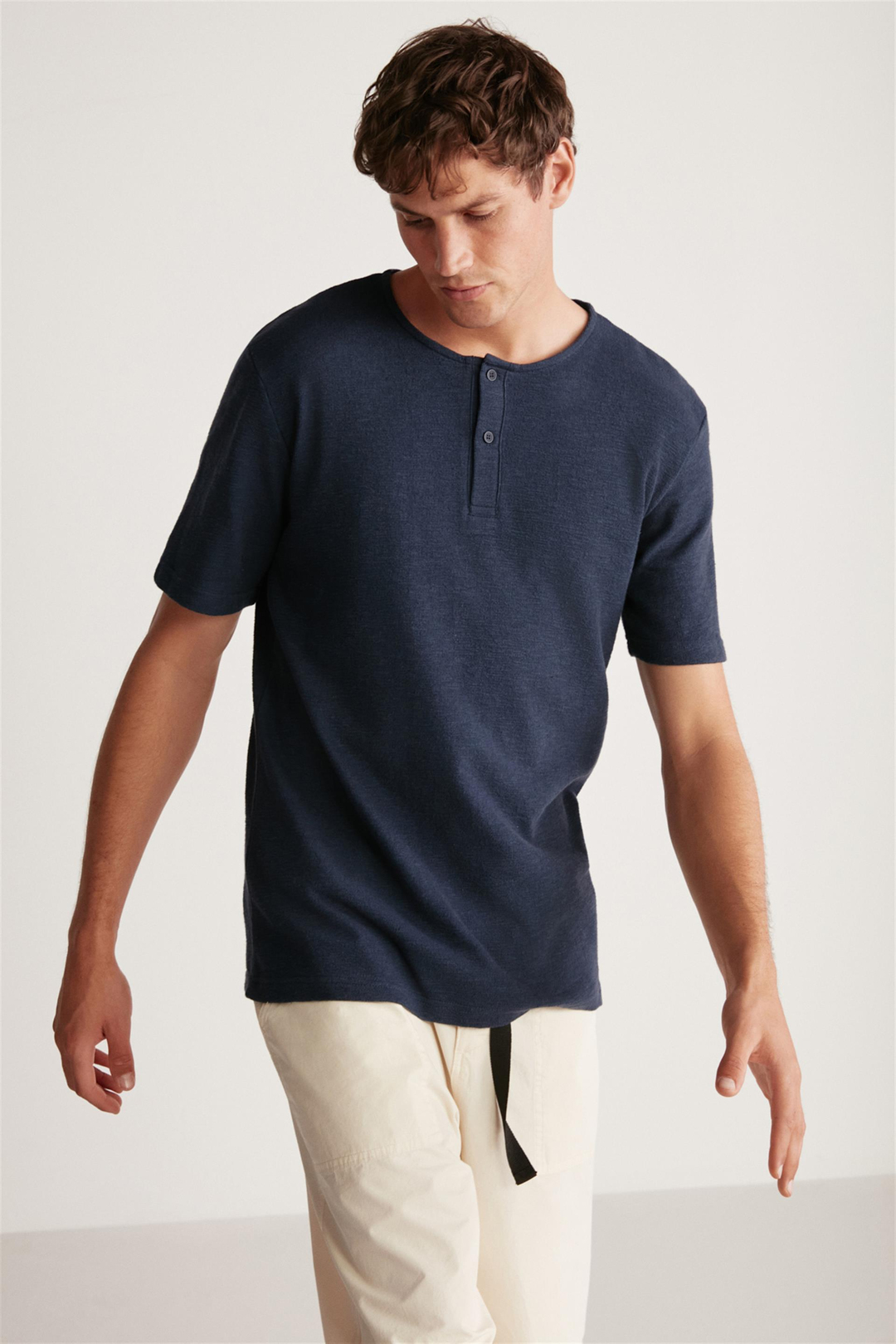 HARRY Örme  Lacivert Tekli T-Shirt