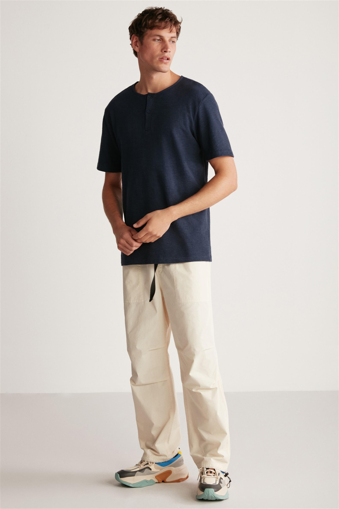 HARRY Örme  Lacivert Tekli T-Shirt
