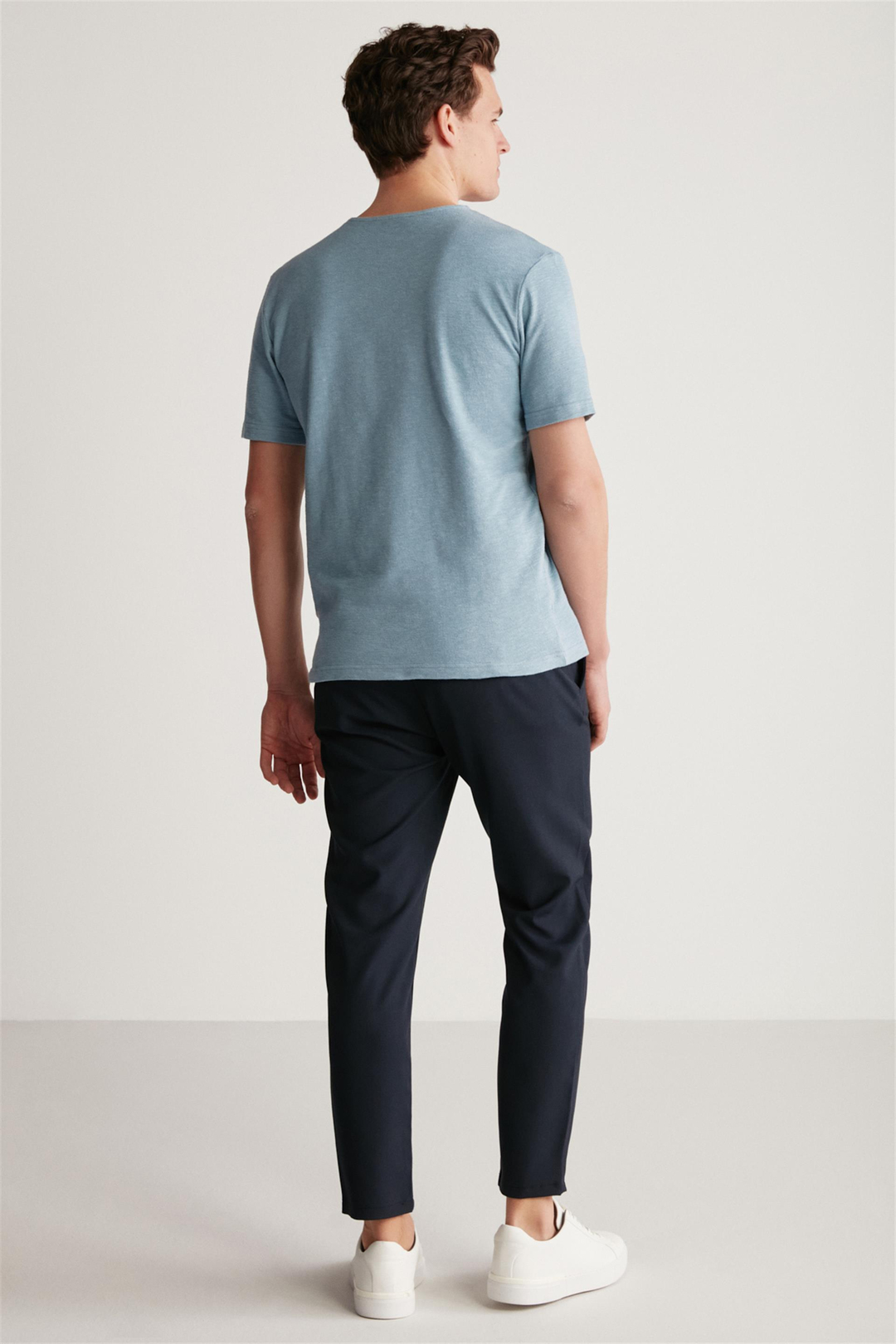 HARRY Örme  Mavi Tekli T-Shirt