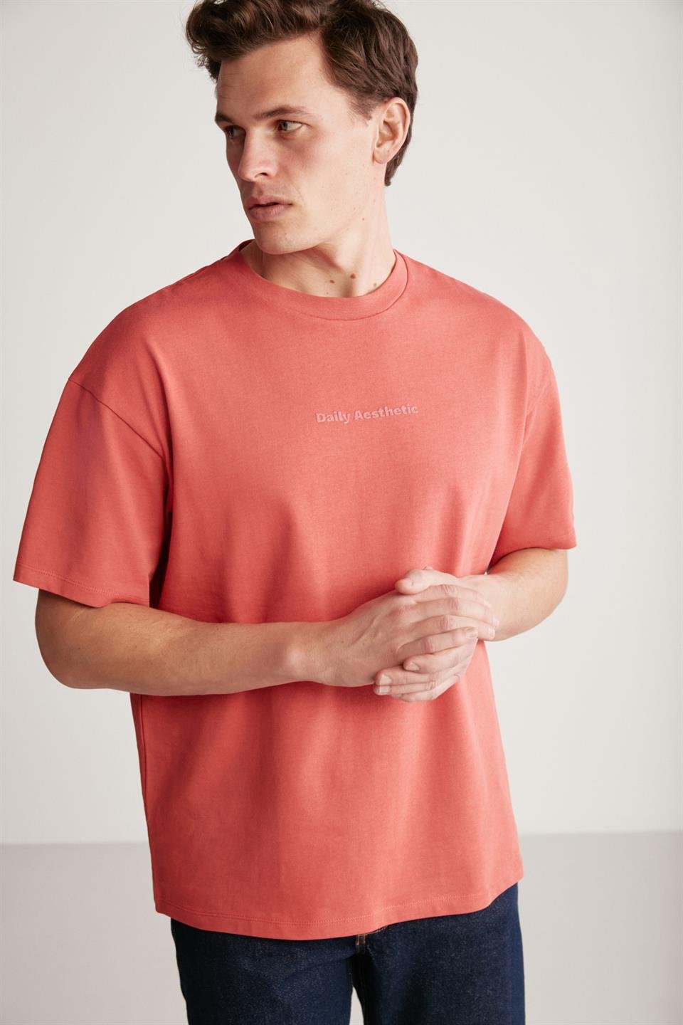 HARVEY Örme Oversize Nar Çiçeği  T-Shirt