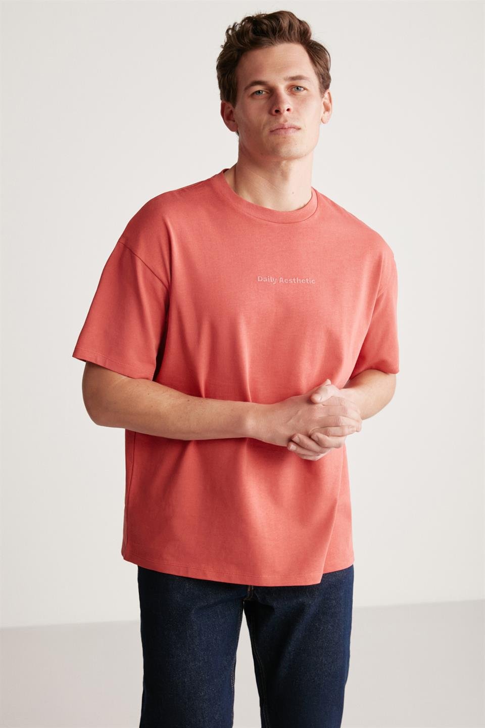 HARVEY Örme Oversize Nar Çiçeği  T-Shirt