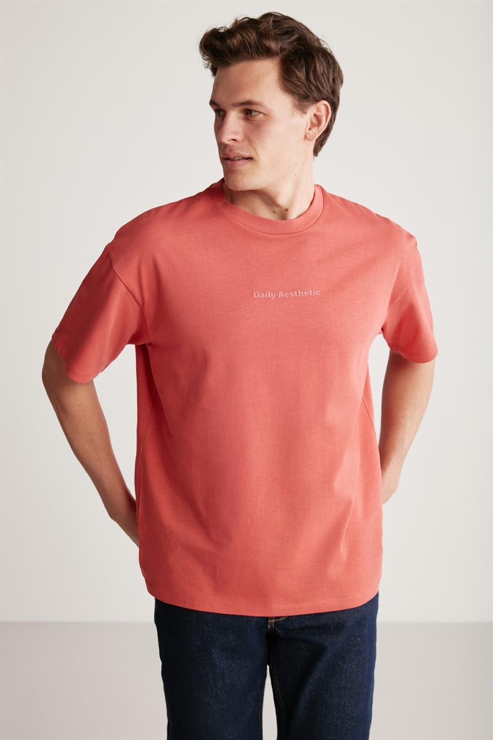HARVEY Örme Oversize Nar Çiçeği  T-Shirt