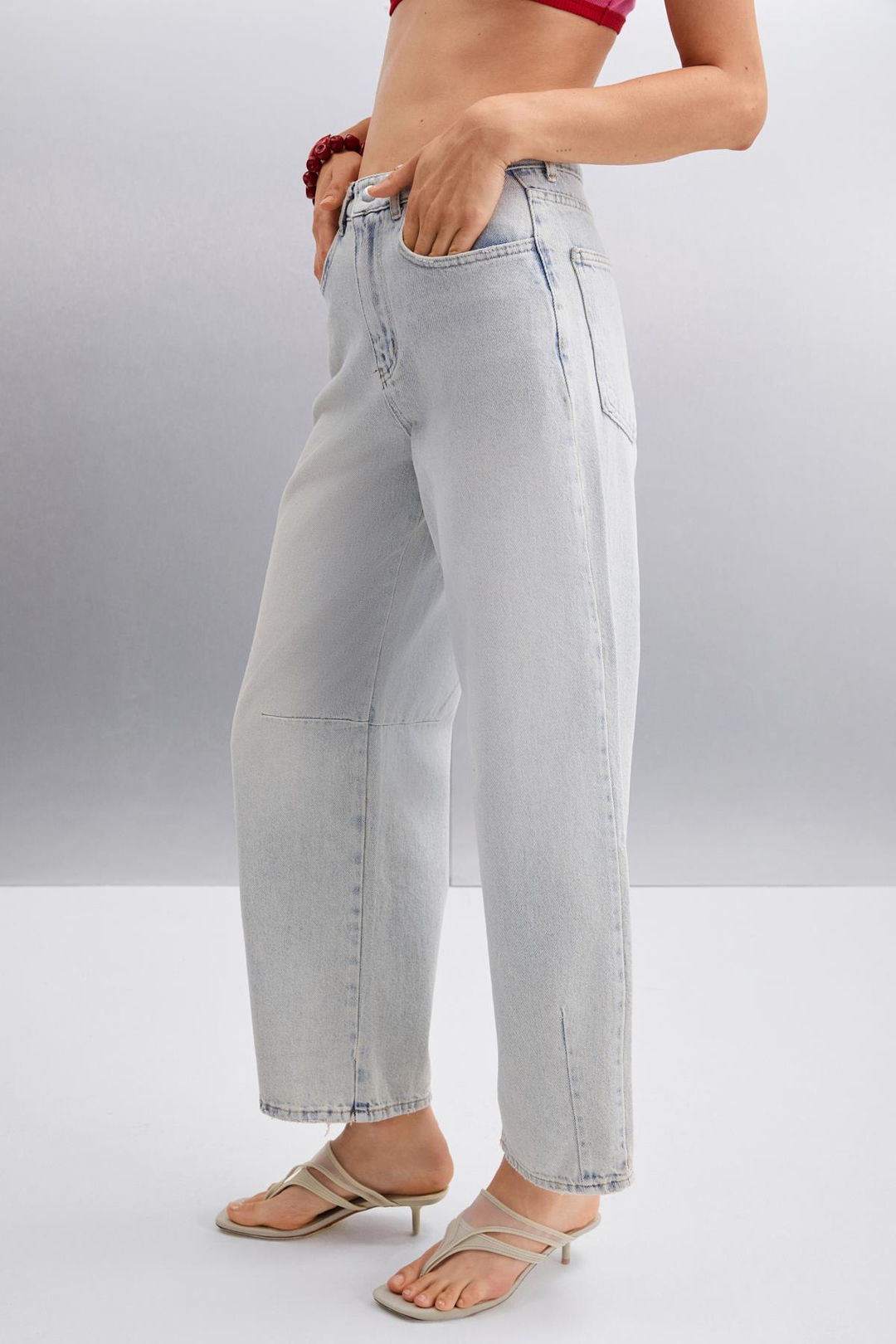HELMI Regular Regular Gri Tekli Jeans