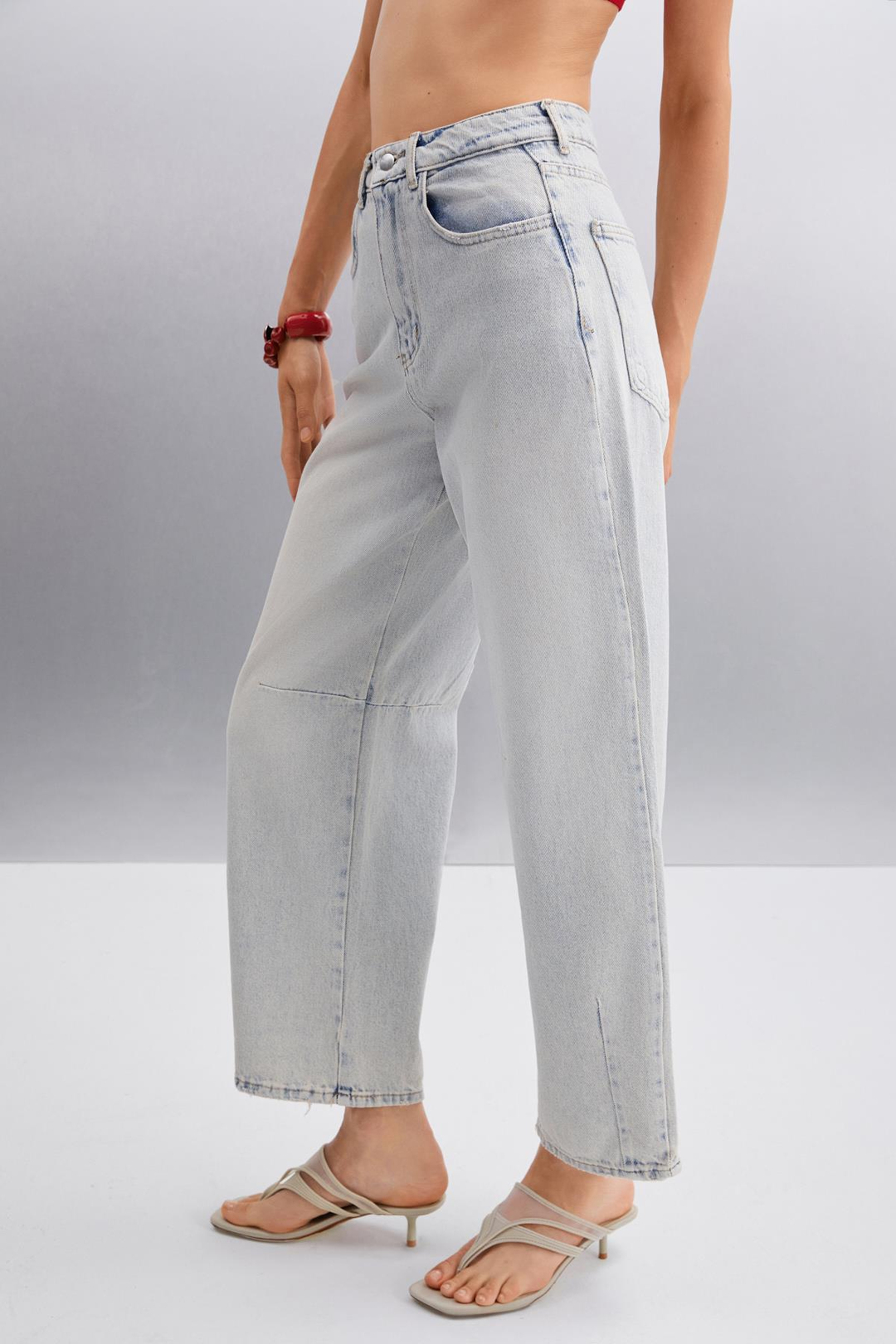 HELMI Regular Regular Gri Tekli Jeans