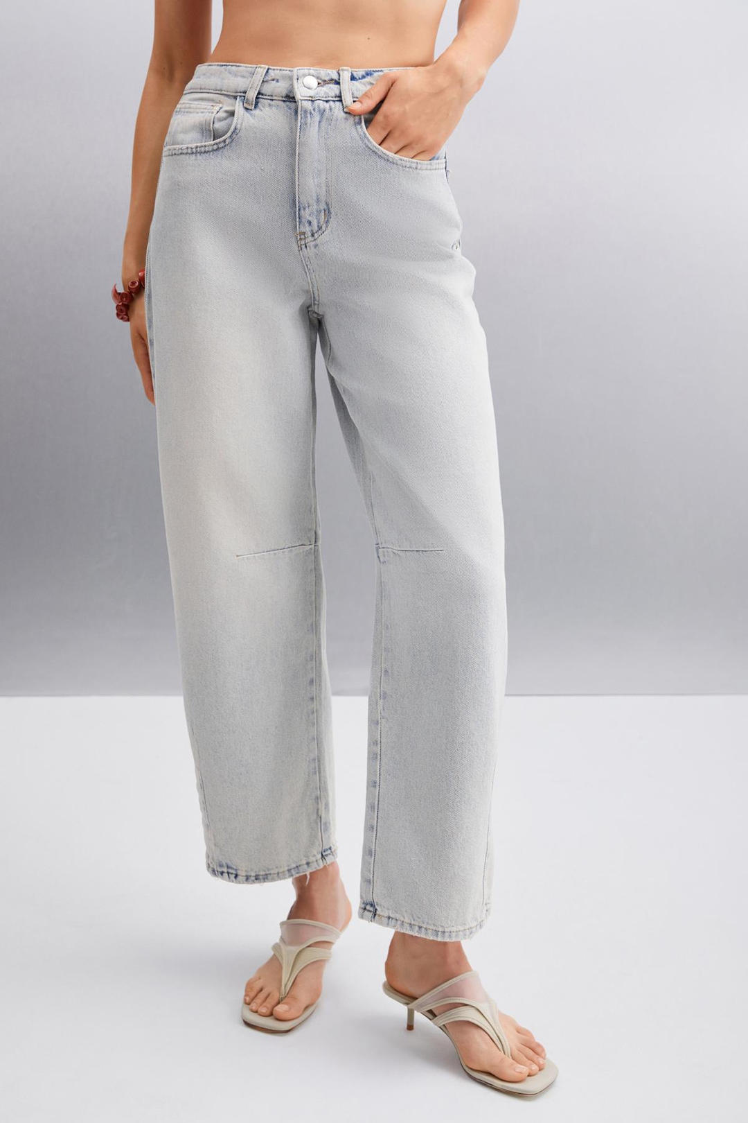 HELMI Regular Regular Gri Tekli Jeans