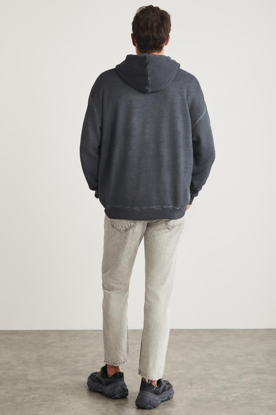HENDRICK Basic Oversize Koyu Gri Tekli Sweatshirt