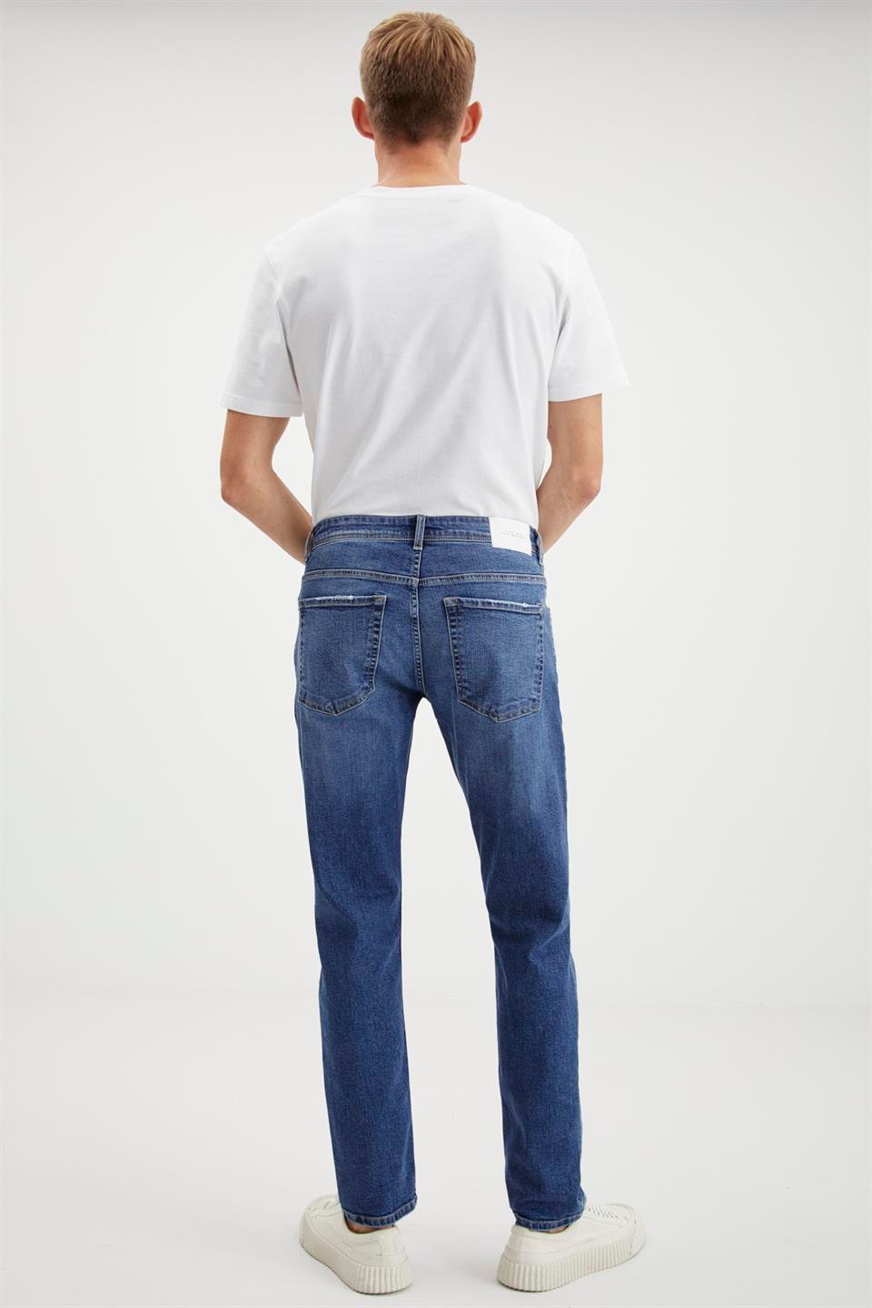 HERMAN  Slim Fit Mavi Tekli Jeans