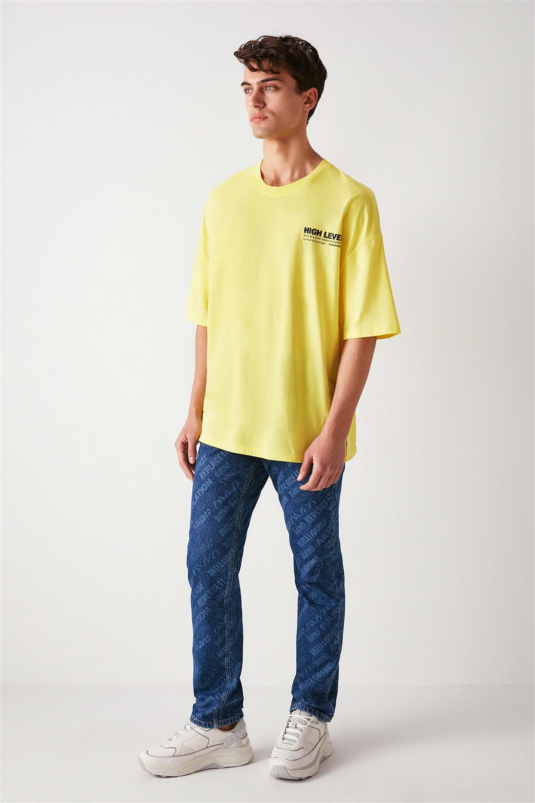 HİGH Örme Ekstra Oversize Sarı  T-Shirt