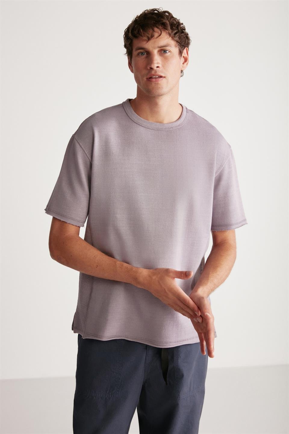 HUGHIE Örme Oversize Lila  T-Shirt