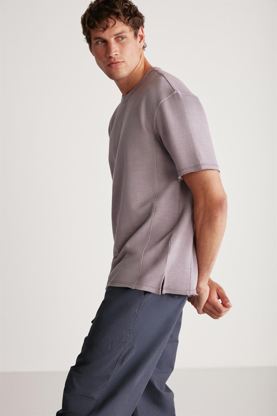 HUGHIE Örme Oversize Lila  T-Shirt