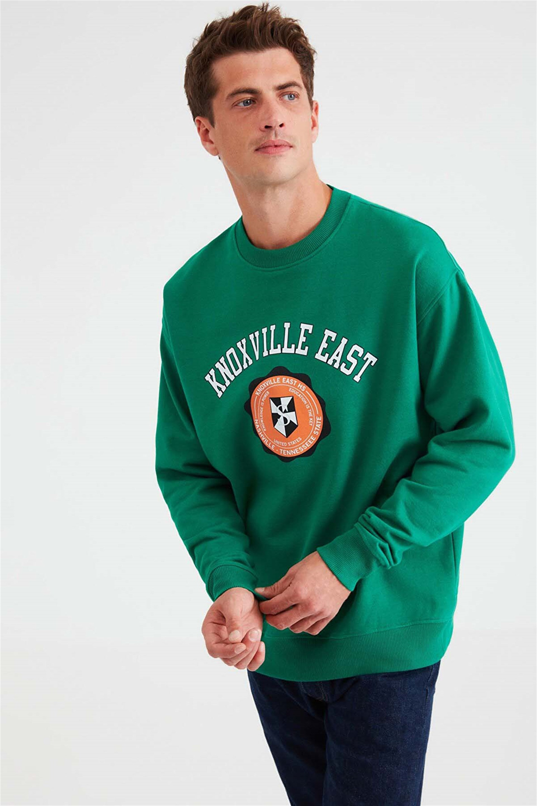 HUNDO-P Örme Oversize Yeşil  Sweatshirt