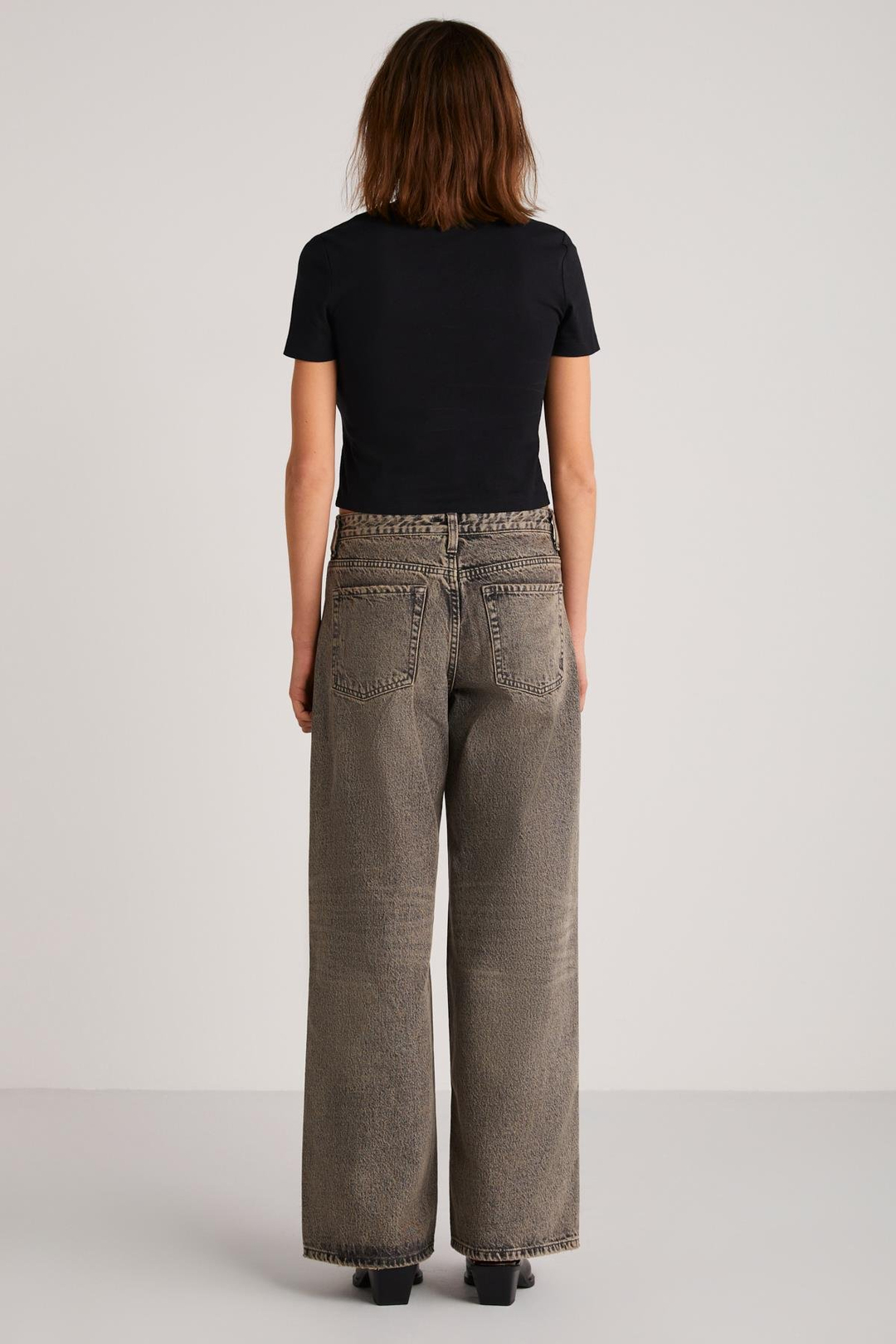 ICE Basic Crop Siyah Tekli T-Shirt