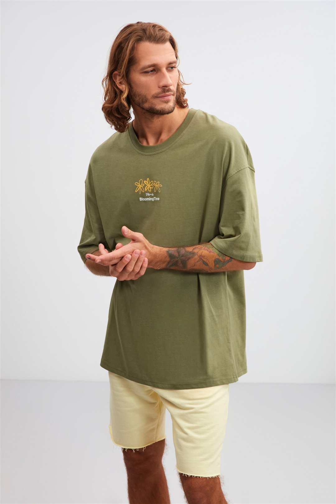 INFORMAL Örme Oversize Haki  T-Shirt
