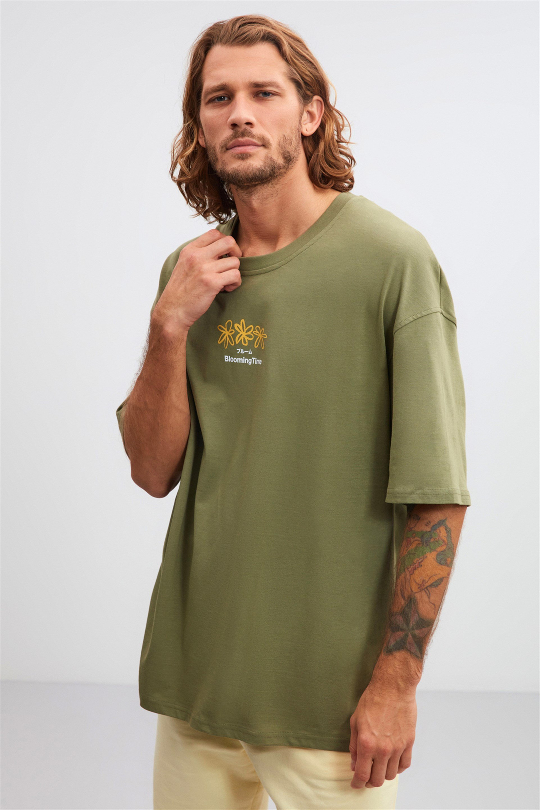 INFORMAL Örme Oversize Haki  T-Shirt