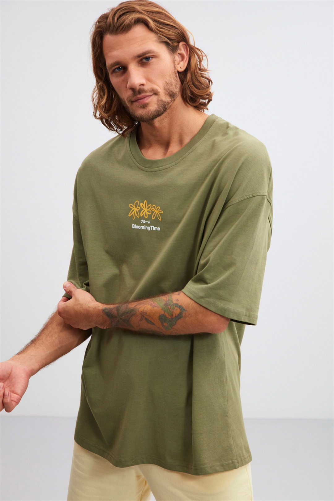 INFORMAL Örme Oversize Haki  T-Shirt