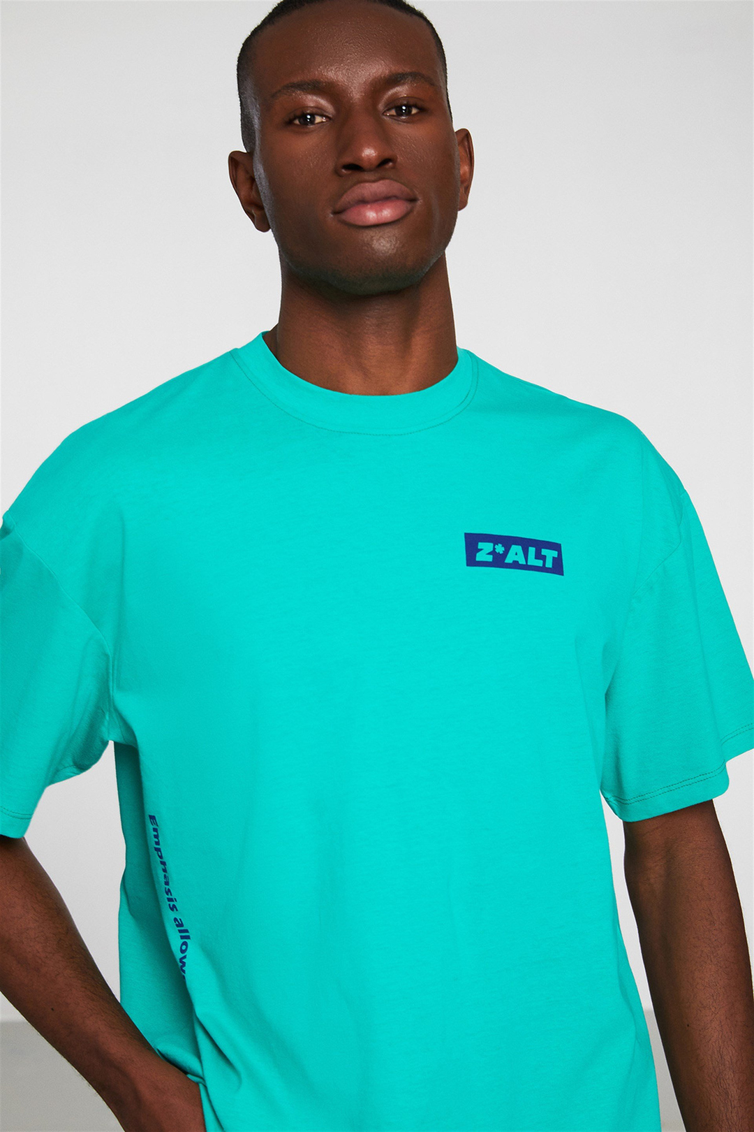 INITIATE Erkek Yeşil Baskılı Yuvarlak Yaka Oversize T-Shirt