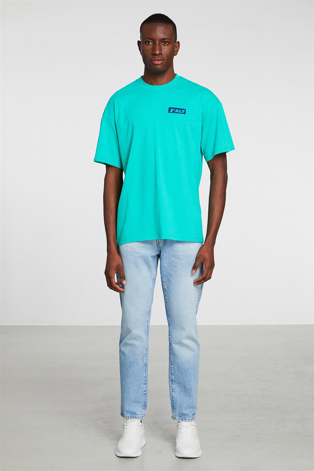 INITIATE Erkek Yeşil Baskılı Yuvarlak Yaka Oversize T-Shirt