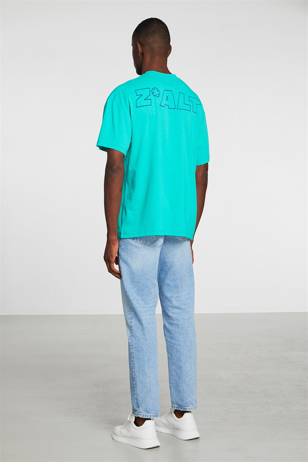 INITIATE Erkek Yeşil Baskılı Yuvarlak Yaka Oversize T-Shirt
